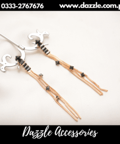 Trendy black golden chain earrings