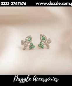 Alluring silver green studs