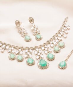 Angelic silver mint gem drop set