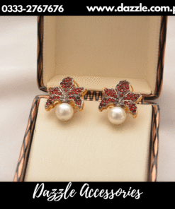 Trending red pearl studs