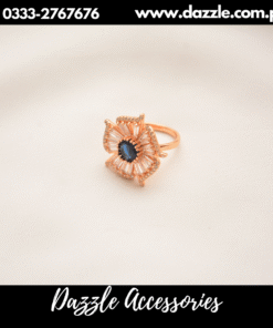 crystal Zircon floral blue ring