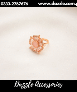 crystal Zircon floral pink ring