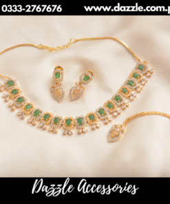 dazzling green Gold Plated Set