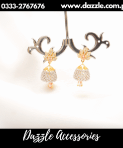 ellegant gold silver zircon jhumki