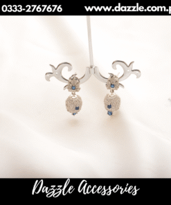 ellegant silver blue zircon jhumki