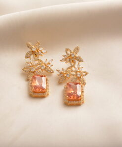 floral champagne carat earrings