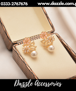 floral pink pearl studs