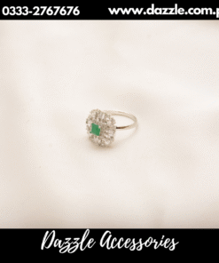 inspiring green silver ring