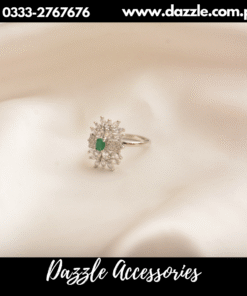 princess silver green ring