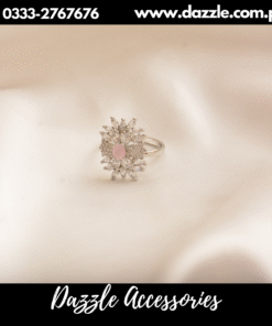 princess silver pink ring