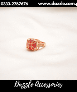 red golden gem ring