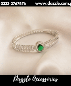 silver green  gem  bracelet