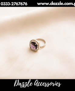 silver purple gem ring