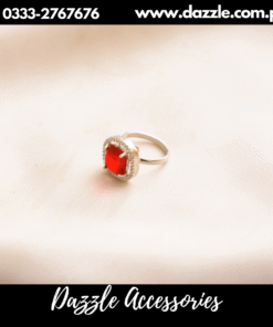 silver red gem ring