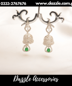 sparkling emerald zirconia jhumki