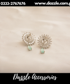 sparkling silver mint drop studs