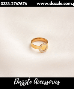 stainlesss steel branded zircon ring