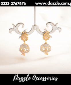 stunning silver gold zirconia jhumki