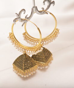 trendy gold black jhumka earrings