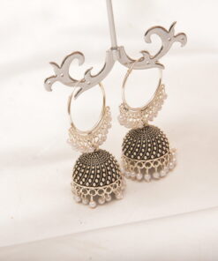 trendy white black jhumka earrings