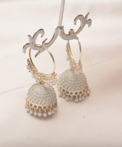 trendy white jhumka earrings