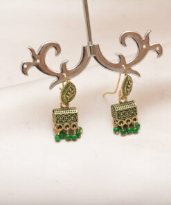 unique golden green jhumki