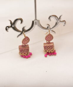 unique golden pink jhumki