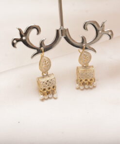 unique golden white jhumki