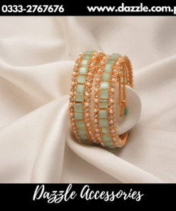 Inspiring mint golden karra bangles