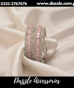 Inspiring pink silver karra bangles