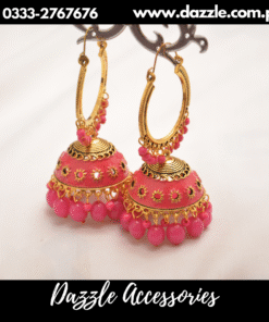 Meenakari pink baali jhumka