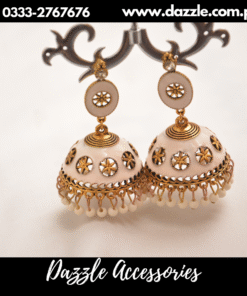Meenakari white gold jhumka