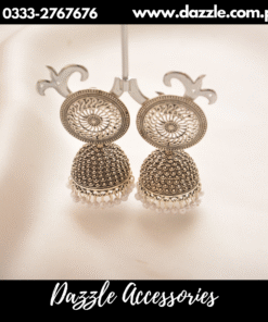 Oxidized silver antique jhumka