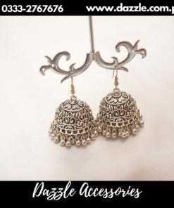 Oxidized silver jhumka