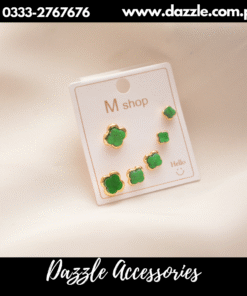 Pack of green ear studs