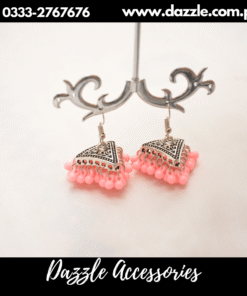 Stylish pink pearl jhumki