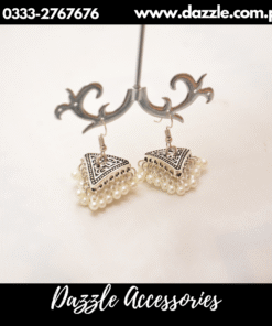 Stylish white pearl jhumki