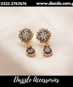VIntage Zirconia Grey Gem Drop Studs