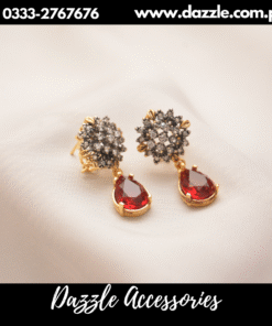 VIntage Zirconia Red Gem Drop Studs