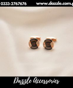 black golden Circle Cufflinks