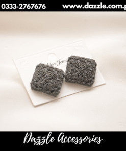 black square floral studs