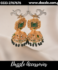 classic golden green jhumka