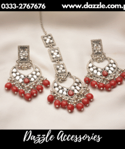 ethinc red tikka earring set