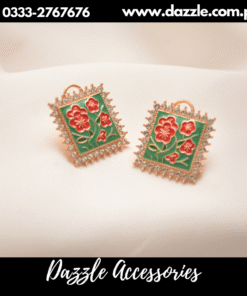 ethnic meenakari Green studs