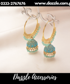 feroza golden pink baali jhumka