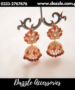 golden red jhumka