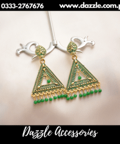 green triangle earrings
