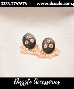 meenakari pearl drop black studs