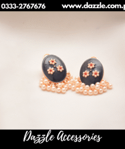 meenakari pearl drop blue studs