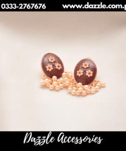 meenakari pearl drop brown studs